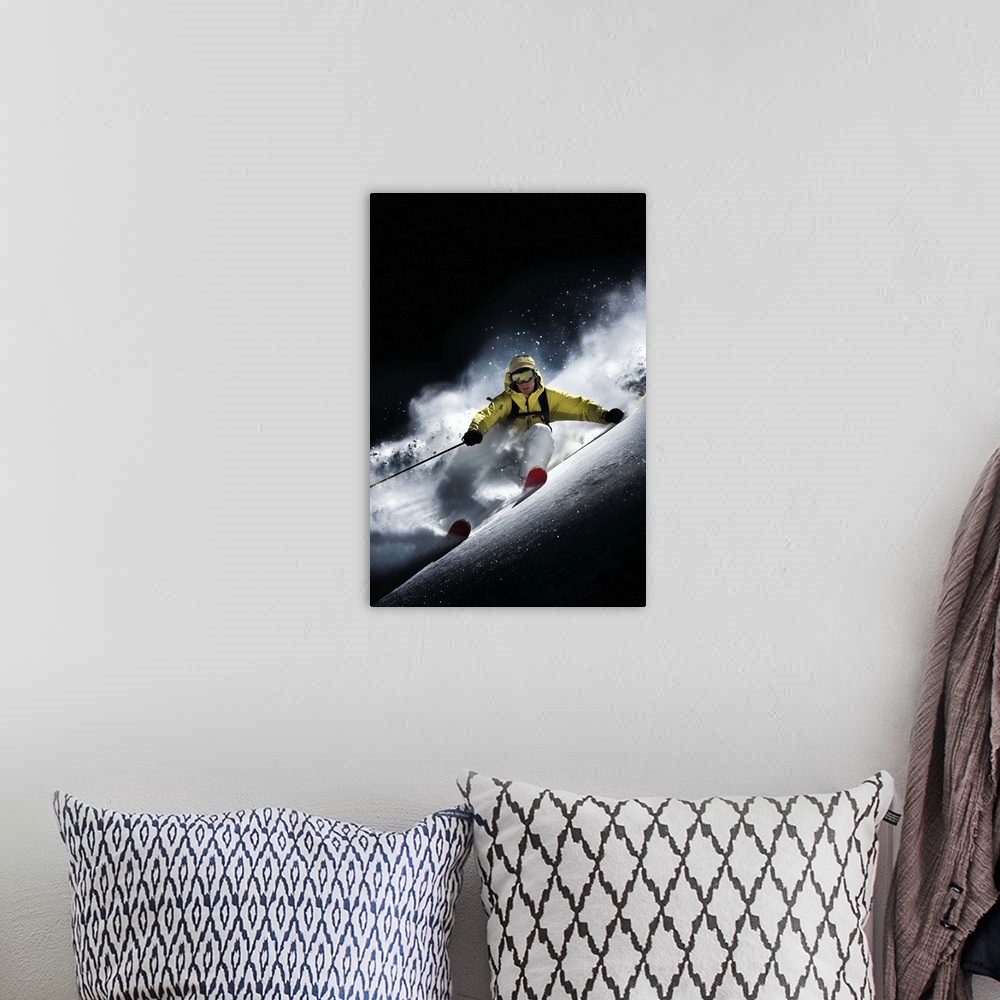 A bohemian room featuring Night Skiier On Les Arcs French Alps