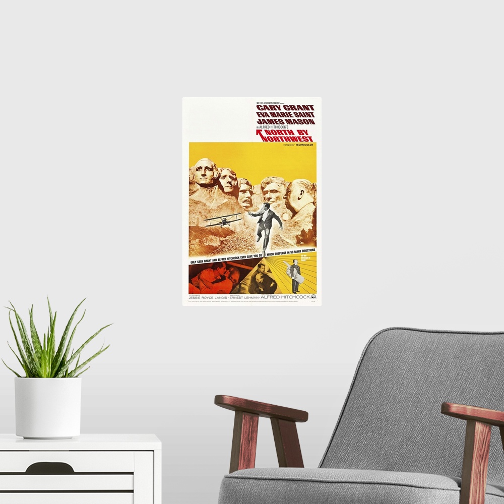 A modern room featuring North By Northwest - Vintage Movie Poster