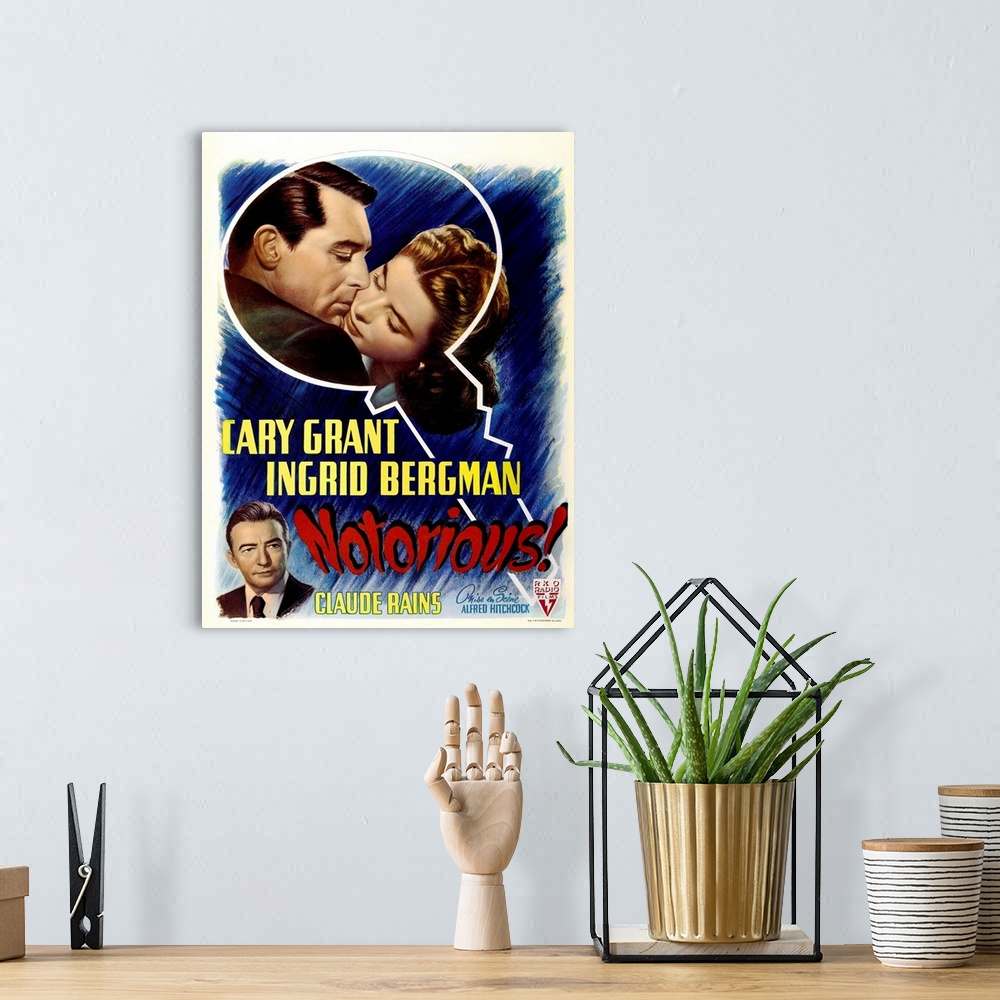 A bohemian room featuring Notorious, Top From Left: Cary Grant, Ingrid Berman, Bottom Left: Claude Rains On Belgian Poster ...