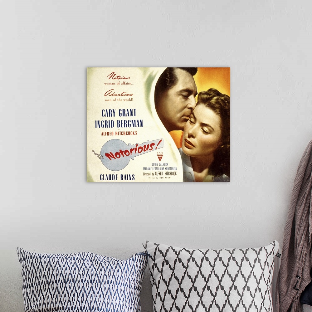 A bohemian room featuring Notorious - Vintage Movie Poster
