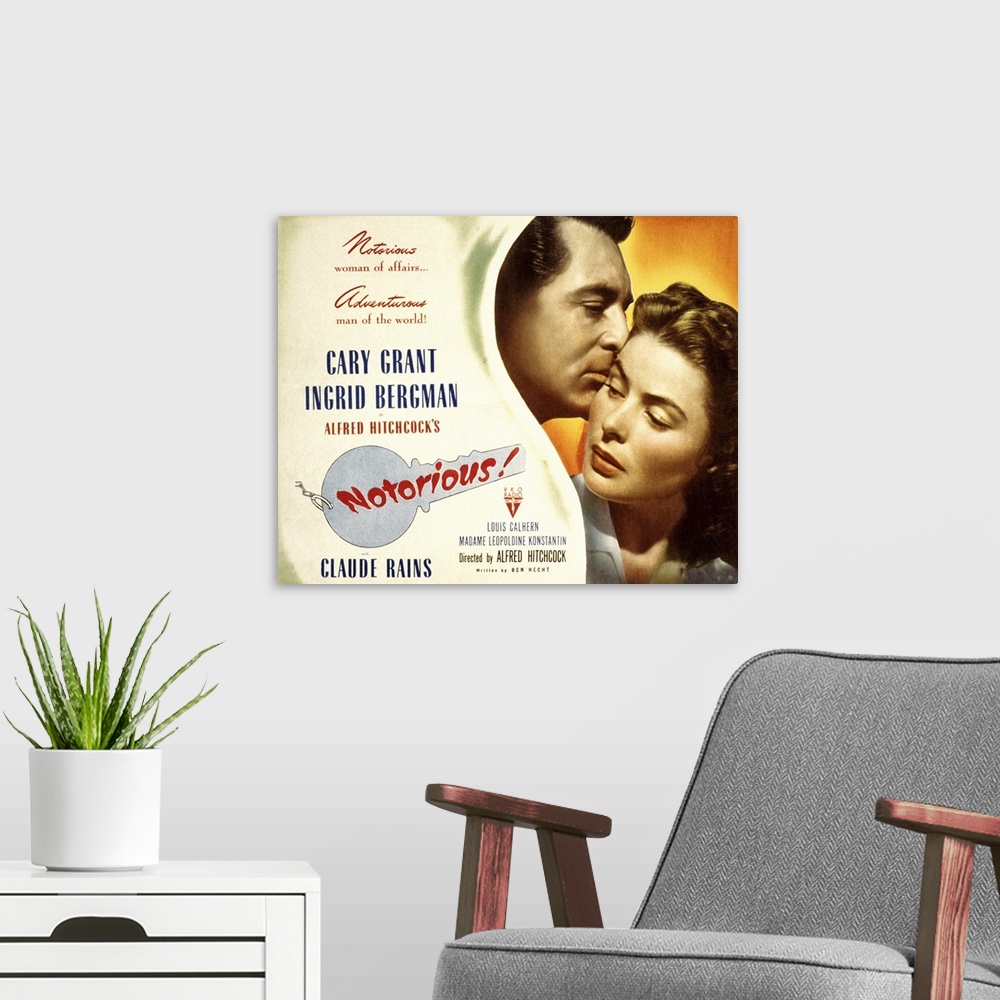 A modern room featuring Notorious - Vintage Movie Poster