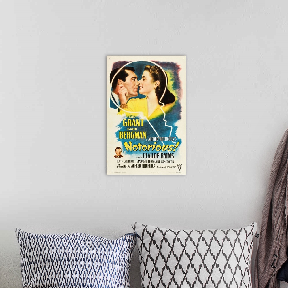 A bohemian room featuring Notorious! - Vintage Movie Poster
