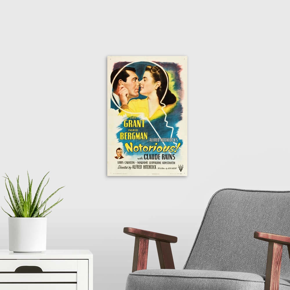 A modern room featuring Notorious! - Vintage Movie Poster