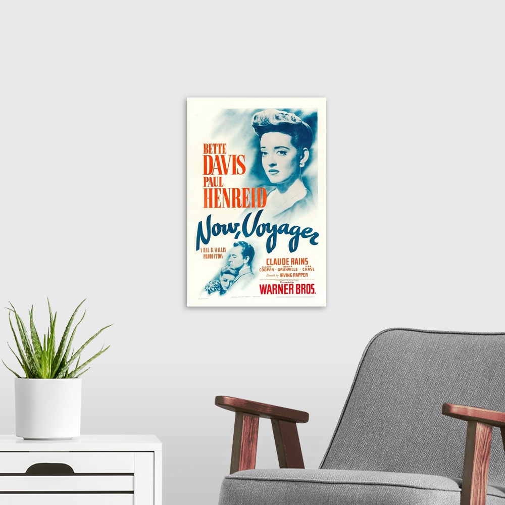 A modern room featuring Now, Voyager - Vintage Movie Poster