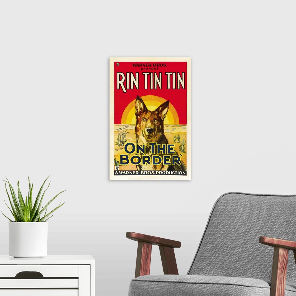 A modern room featuring On The Border - Vintage Movie Poster