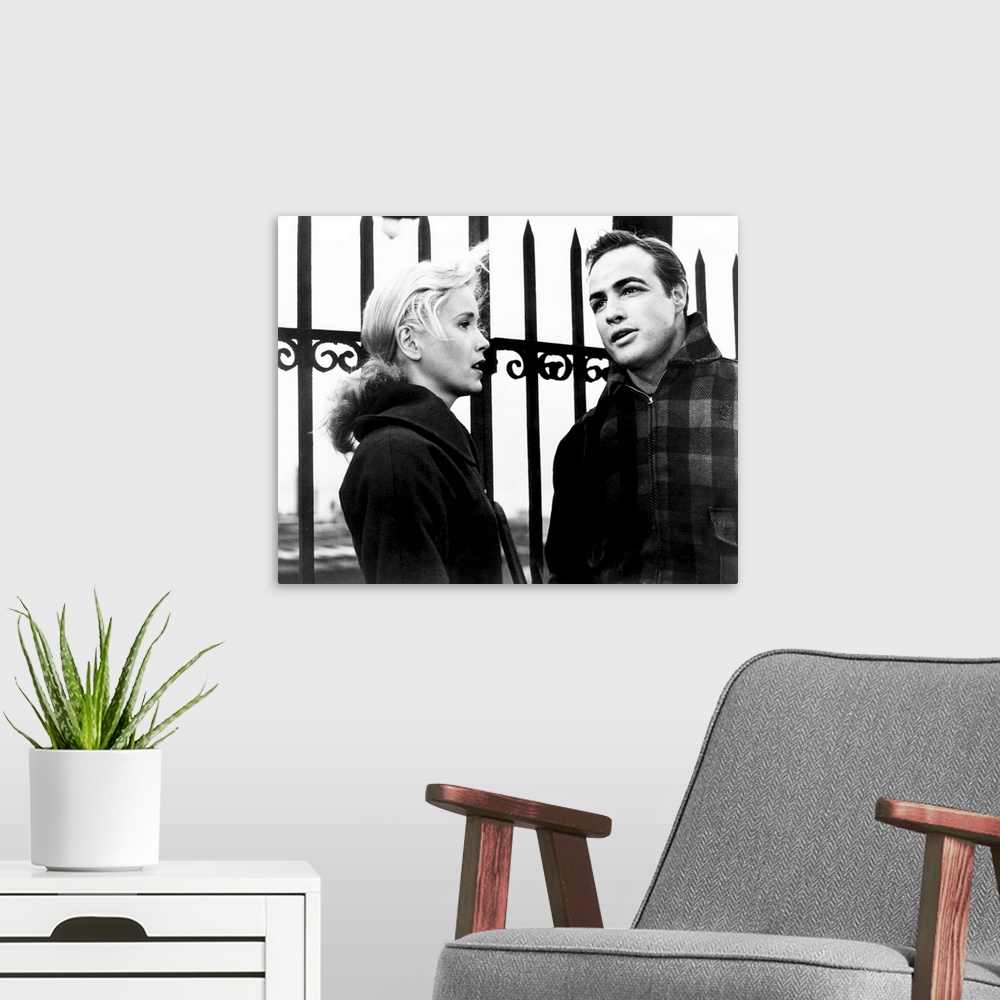 A modern room featuring On The Waterfront, From Left, Eva Marie Saint, Marlon Brando, 1954.