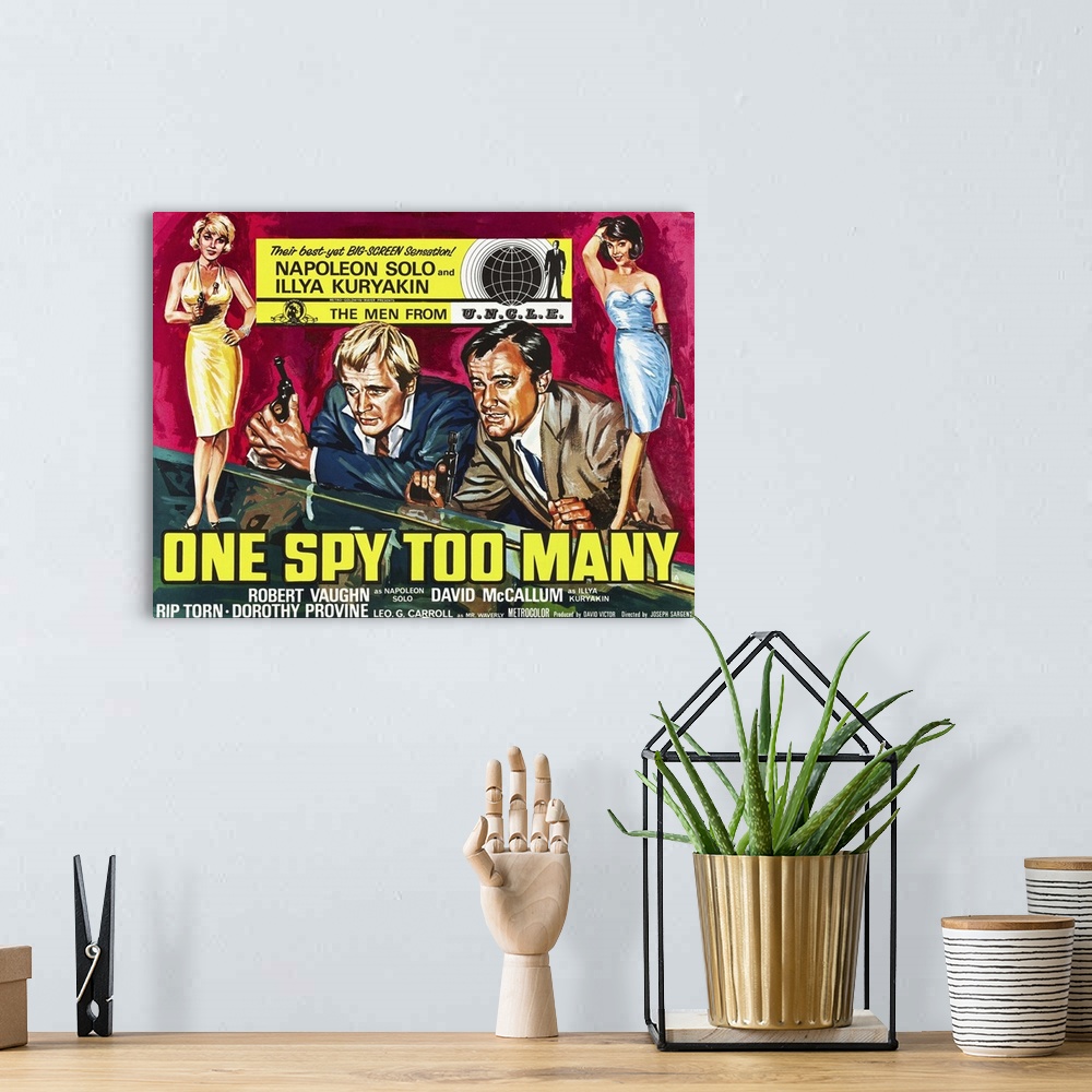 A bohemian room featuring One Spy Too Many - Vintage Movie Poster