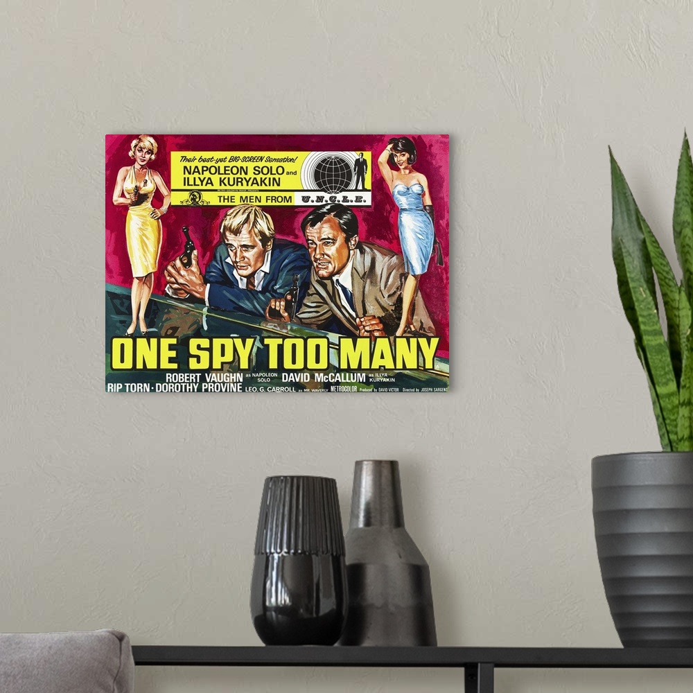 A modern room featuring One Spy Too Many - Vintage Movie Poster