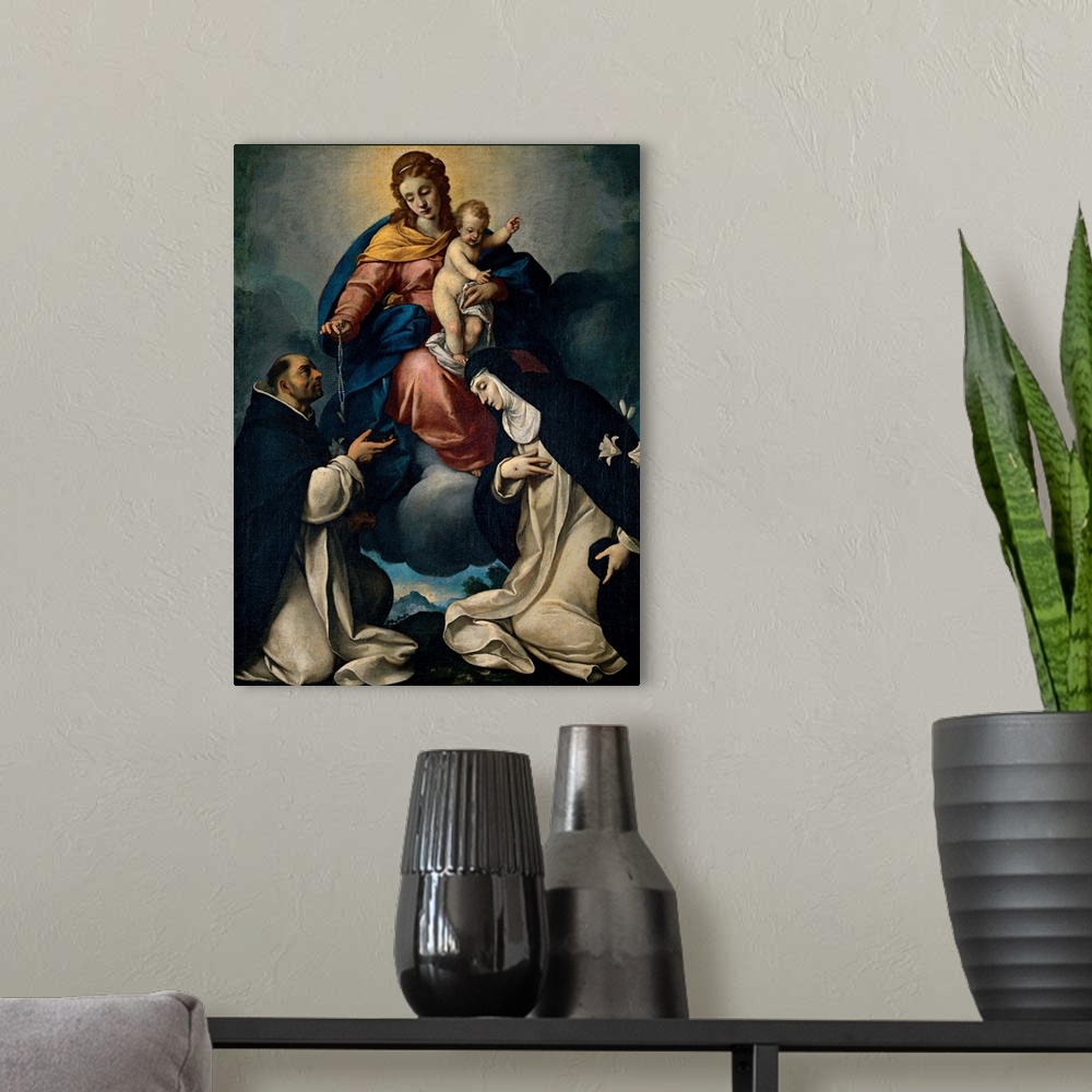 A modern room featuring Ceresa Carlo, Our Lady of the Rosary, 1609 - 1679, 17th Century, canvas, Italy, Lombardy, Soresin...