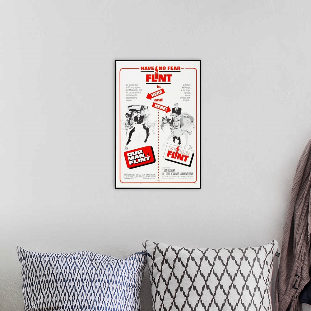 A bohemian room featuring Our Man Flint/In Like Flint - Vintage Movie Poster