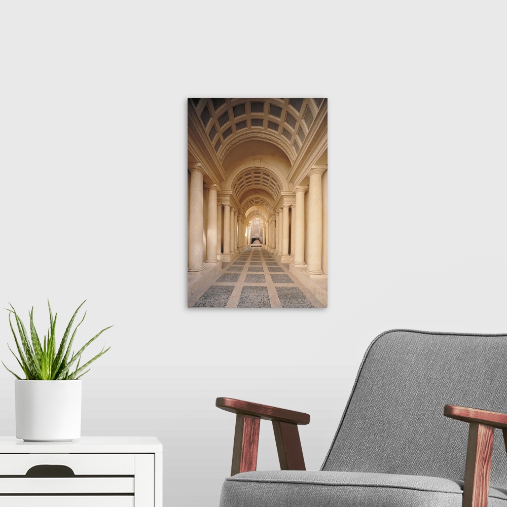 A modern room featuring Perspective, by Castelli Francesco known as Borromini, 17th Century, 1632 post, - Italy, Lazio,Ro...