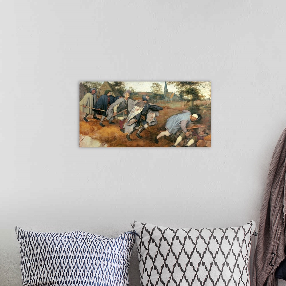 A bohemian room featuring Parable of the Blind, by Pieter il Vecchio Bruegel, 1568, 16th Century, tempera on canvas