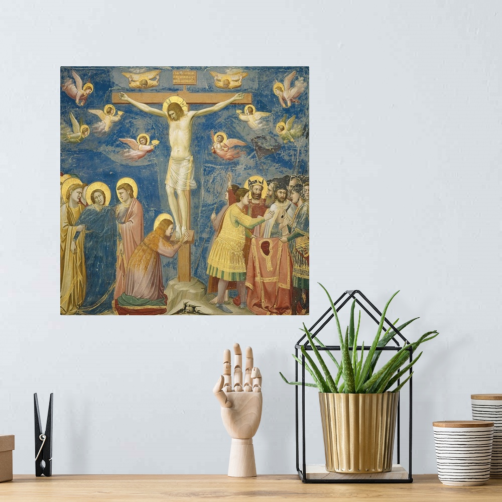 A bohemian room featuring Stories of the Passion The Crucifixion, by Giotto, 1304 - 1306 about, 14th Century, fresco, - Ita...