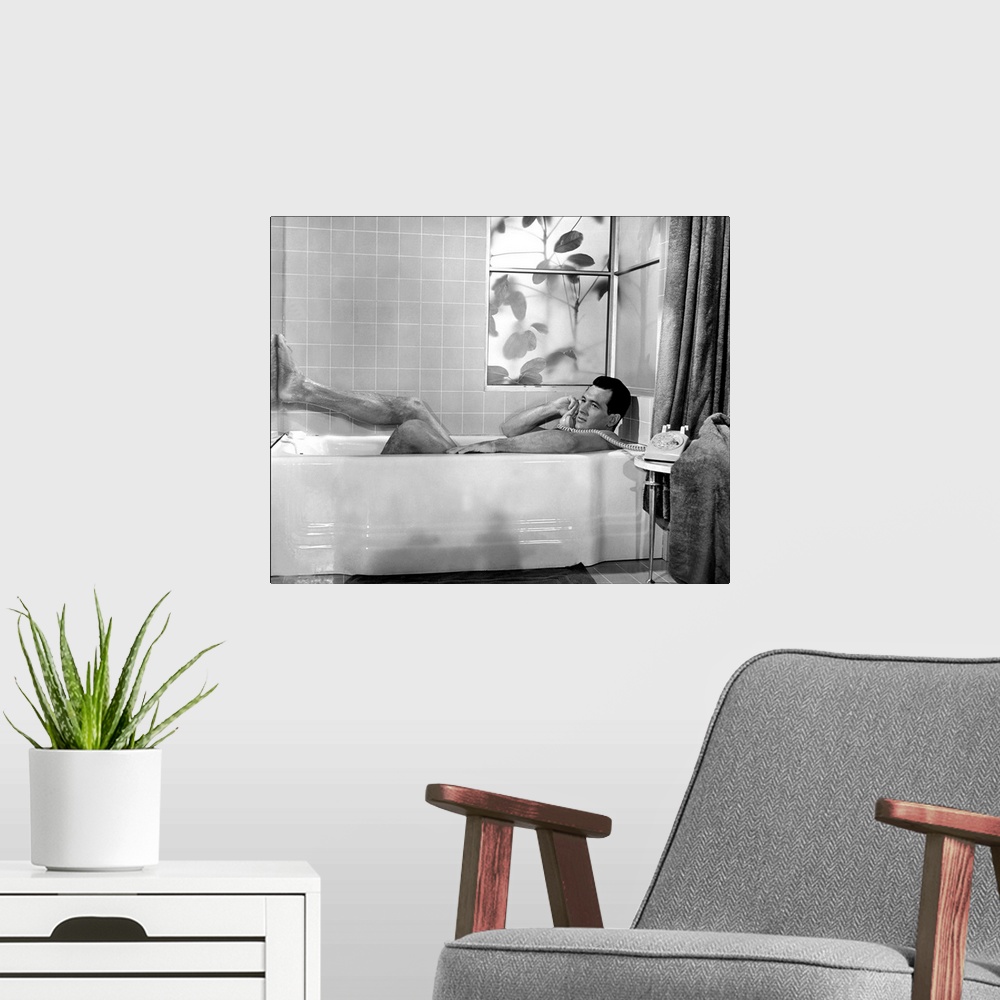 A modern room featuring PILLOW TALK, Rock Hudson, 1959.