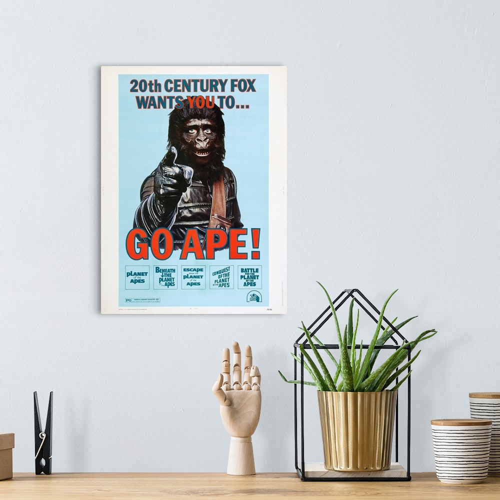 A bohemian room featuring Planet Of The Apes - Vintage Movie Poster