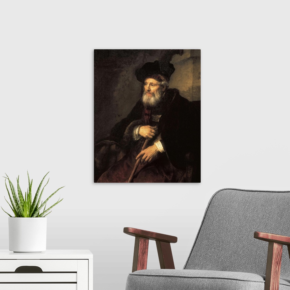 A modern room featuring Portrait of an Old Man