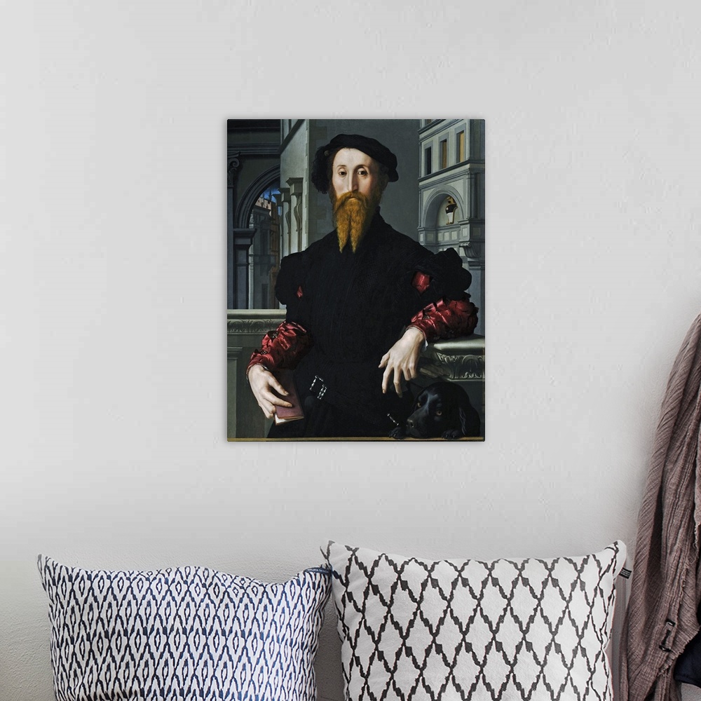 A bohemian room featuring Portrait of Bartolomeo Panciatichi (Ritratto di Bartolomeo Panciatichi), by Bronzino, 1540, 16th ...