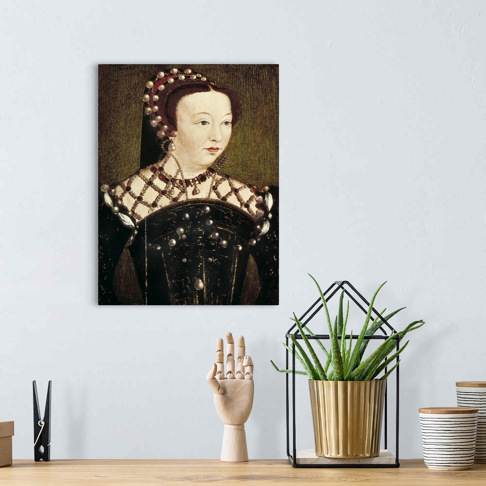 A bohemian room featuring Portrait of Catherine de Medicis