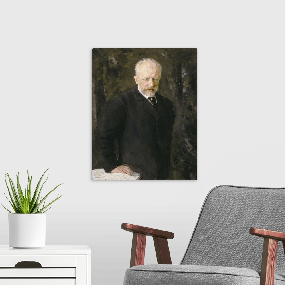 A modern room featuring Portrait of Pyotr Ilych Tchaikovsky