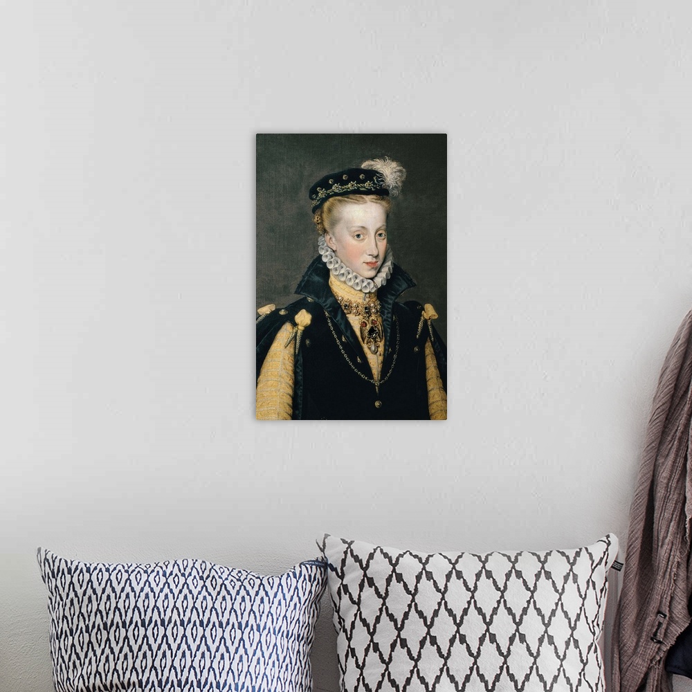 A bohemian room featuring Portrait of Queen Anne of Spain