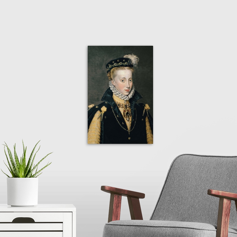 A modern room featuring Portrait of Queen Anne of Spain