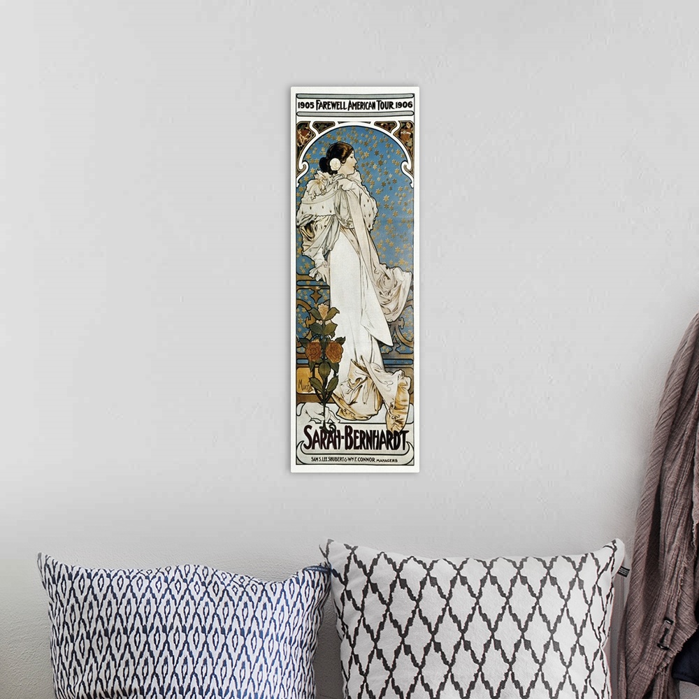 A bohemian room featuring MUCHA, Alphonse Maria (1860-1939). Farewell American Tour of Sarah Bernhardt. 1905. Poster advert...