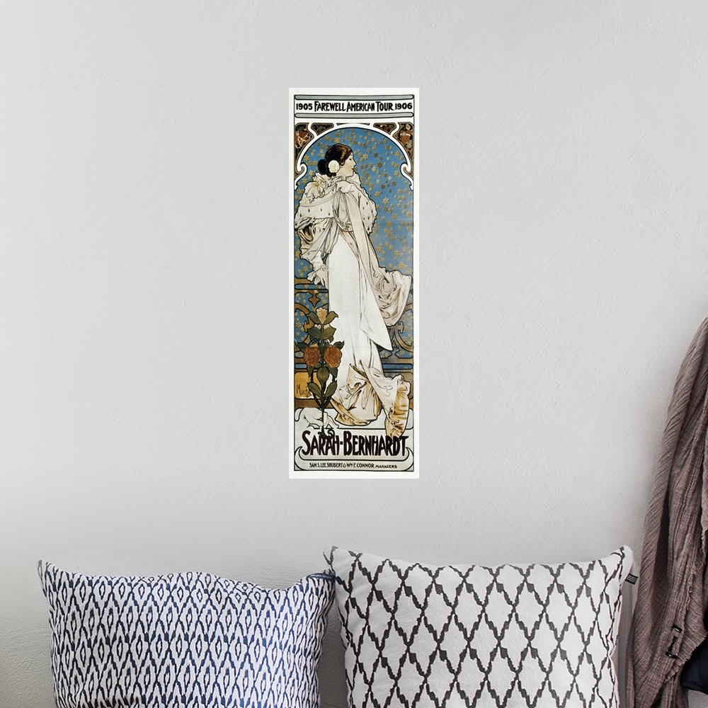 A bohemian room featuring MUCHA, Alphonse Maria (1860-1939). Farewell American Tour of Sarah Bernhardt. 1905. Poster advert...