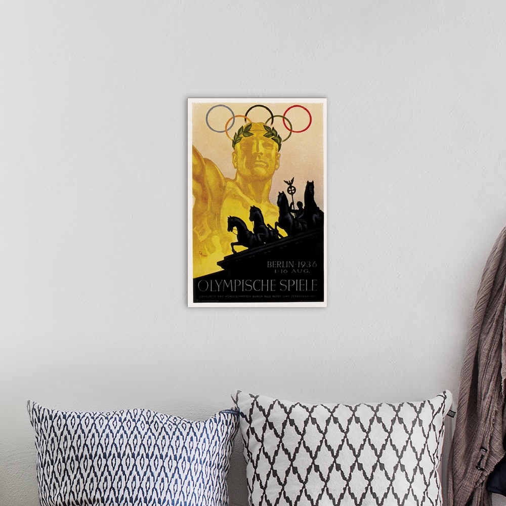 A bohemian room featuring Germany (1936). Berlin Olympic Games poster. -