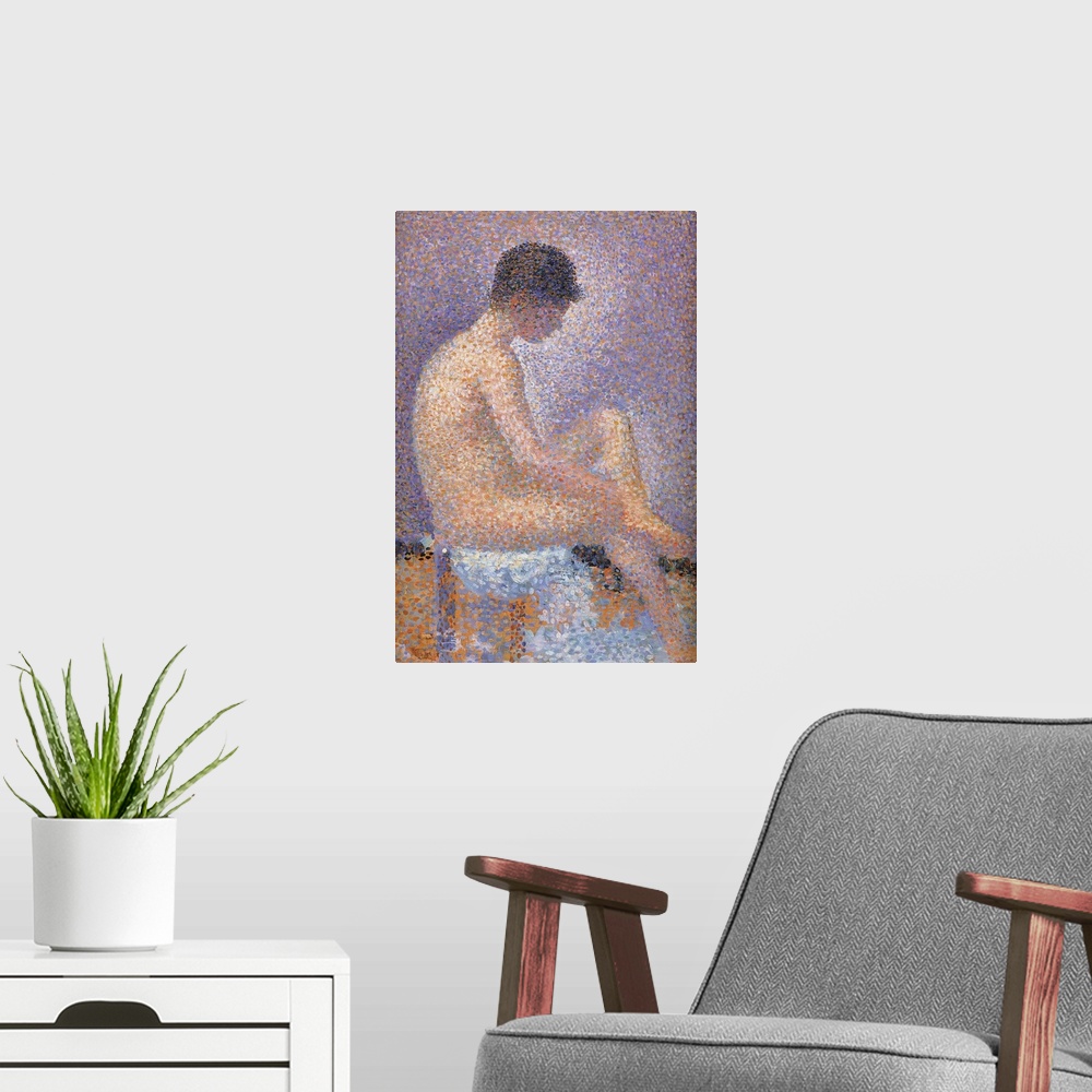 A modern room featuring Profile of a Model, by Georges Seurat, 1887, 19th Century, canvas, cm 25 x 16 - France, Ile de Fr...