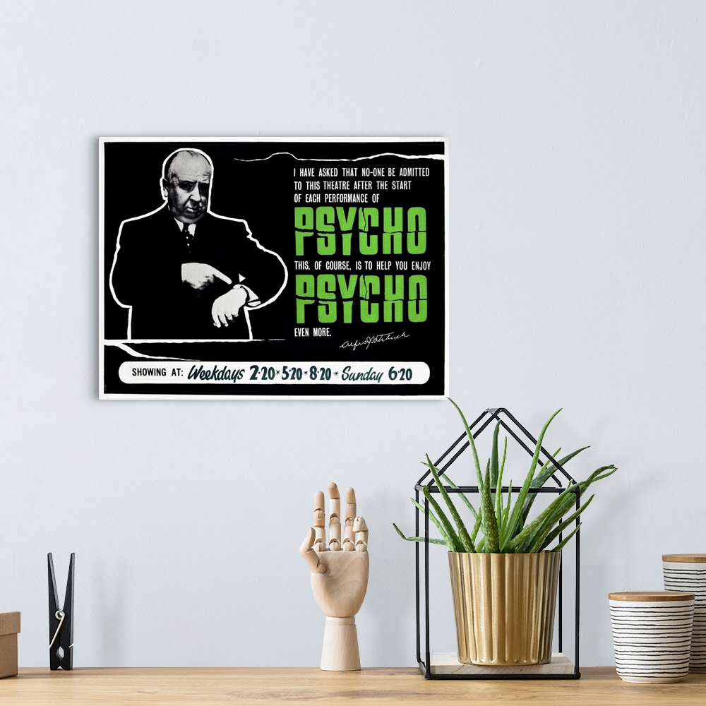 A bohemian room featuring Psycho - Vintage Movie Poster