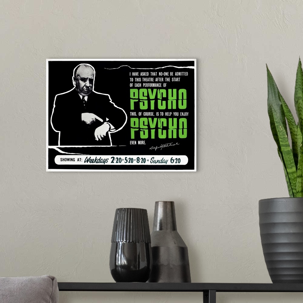 A modern room featuring Psycho - Vintage Movie Poster