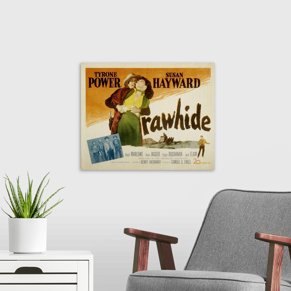 A modern room featuring Rawhide - Movie Poster