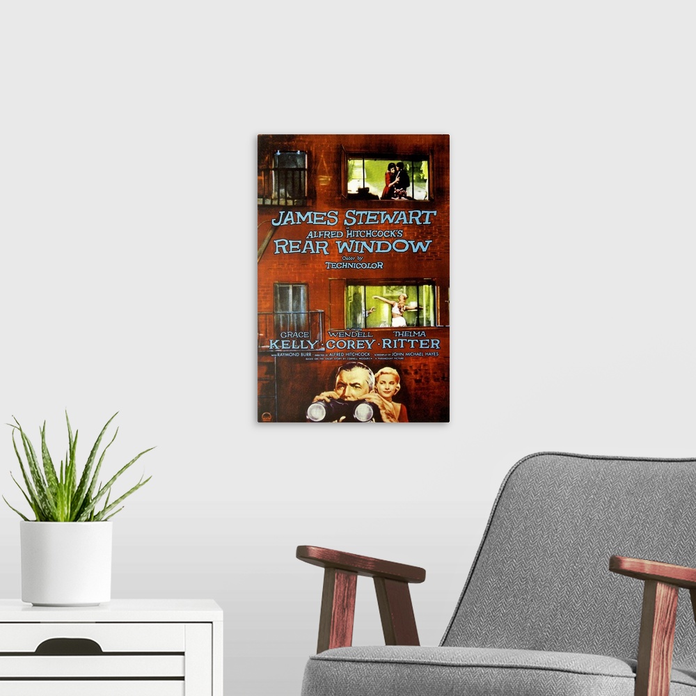 A modern room featuring Rear Window - Movie Poster