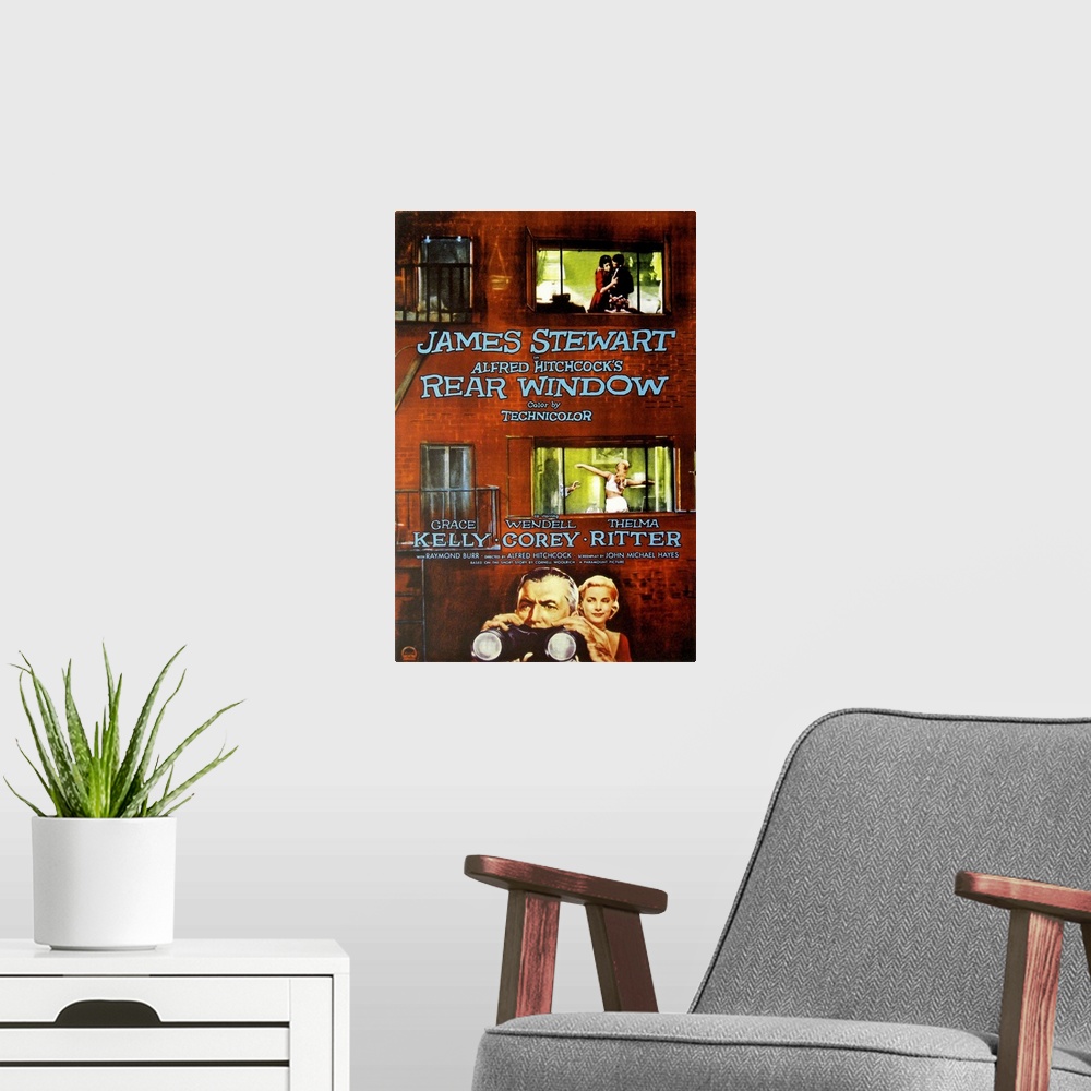 A modern room featuring Rear Window - Movie Poster