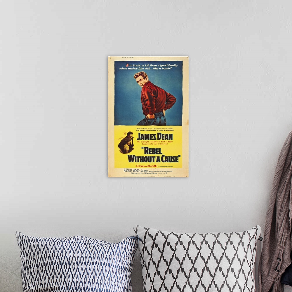 A bohemian room featuring Rebel Without A Cause - Vintage Movie Poster