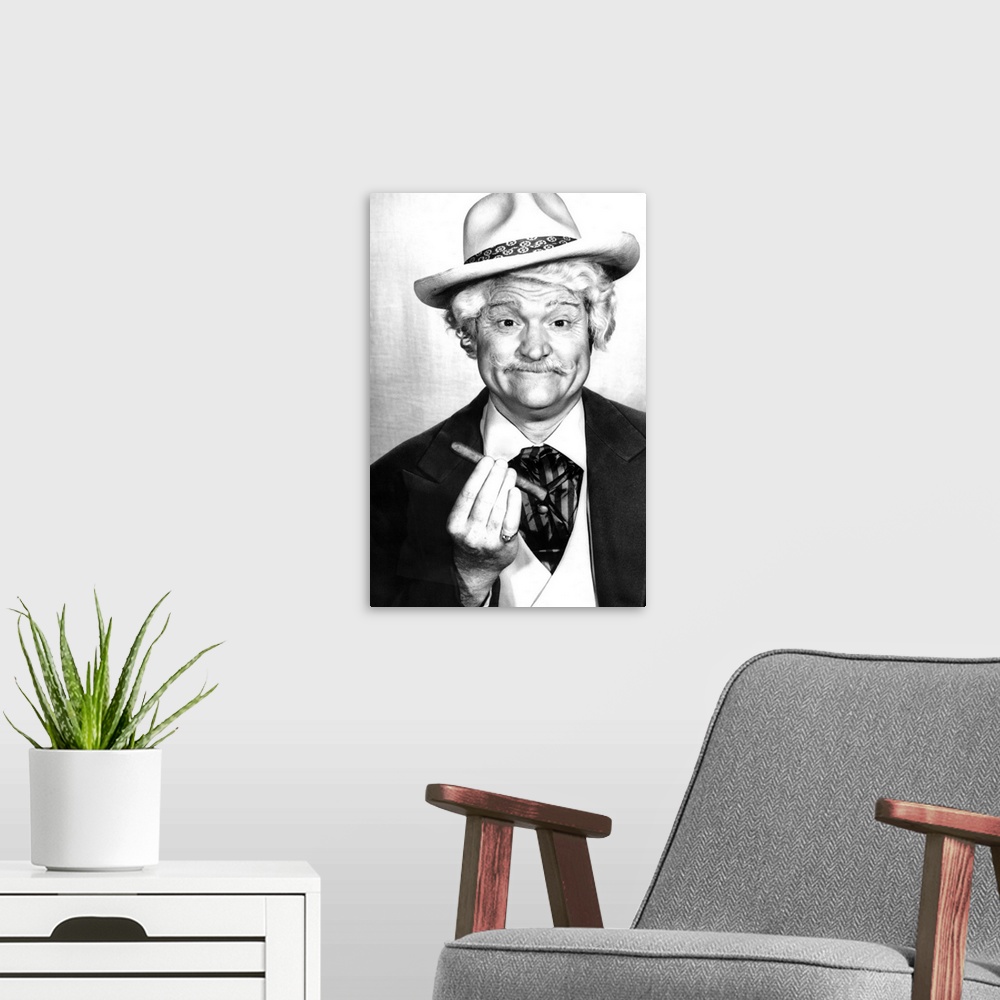 A modern room featuring Red Skelton