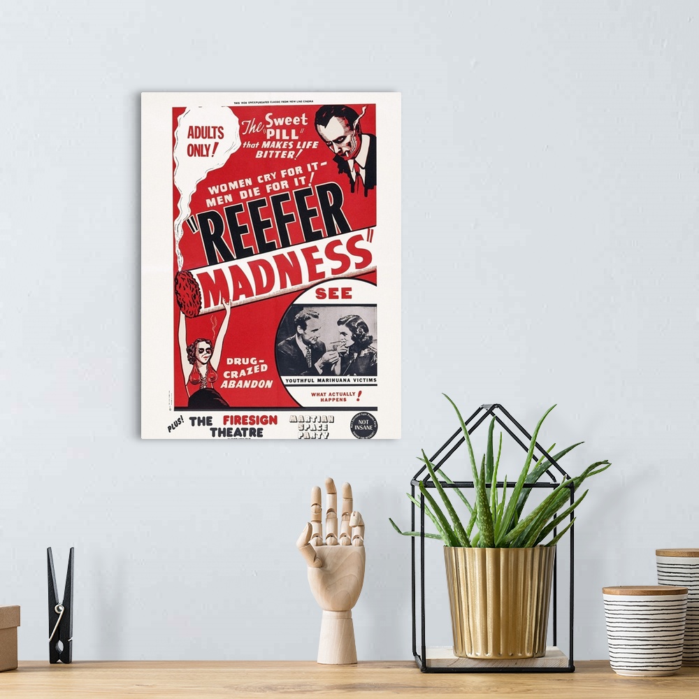 A bohemian room featuring Reefer Madness, (aka Tell Your Children, aka The Burning Question), US Poster Art, Inset L-R: Ken...