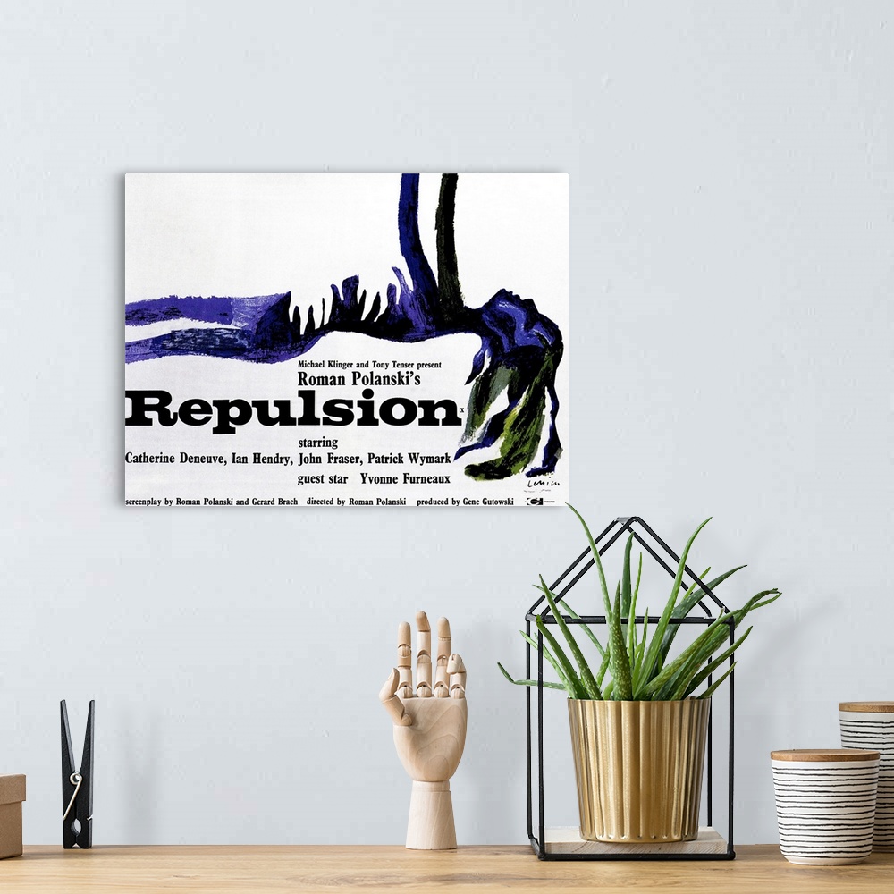 A bohemian room featuring Repulsion - Vintage Movie Poster