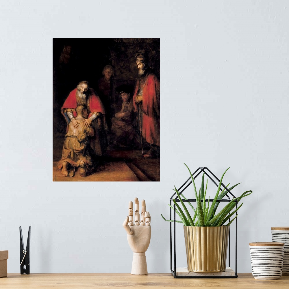 A bohemian room featuring REMBRANDT, Harmenszoon van Rijn, called (1606-1669). Return of the Prodigal Son. 1668. Baroque ar...