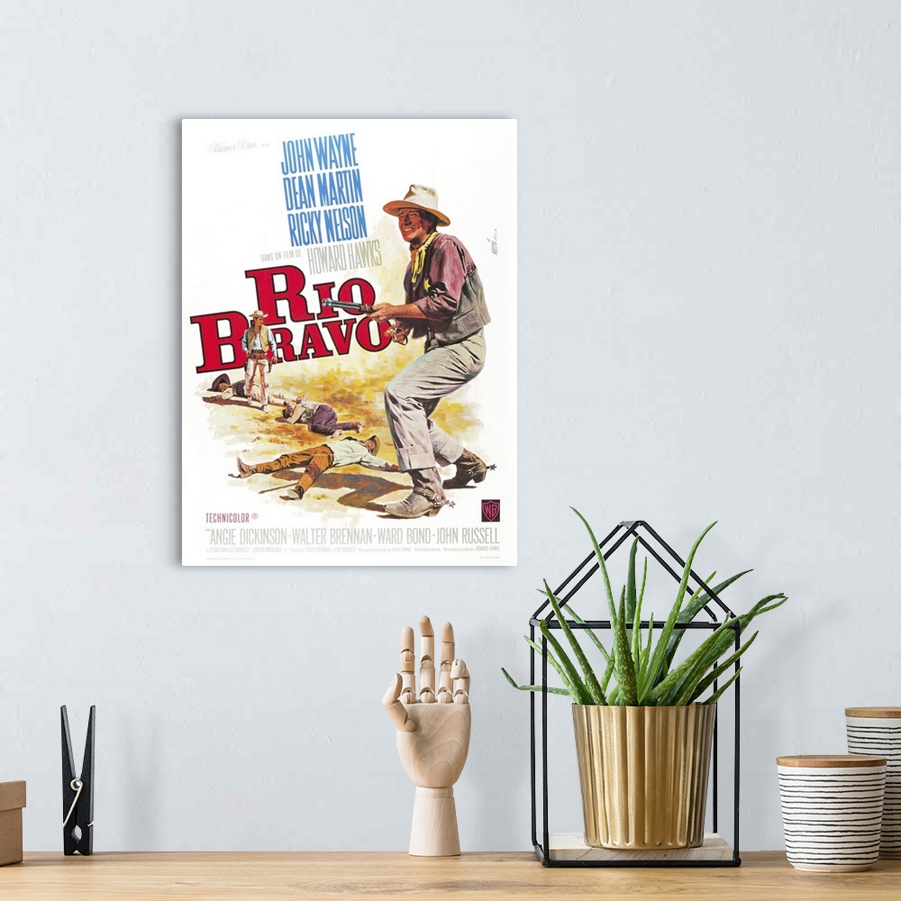A bohemian room featuring Rio Bravo - Vintage Movie Poster (French)
