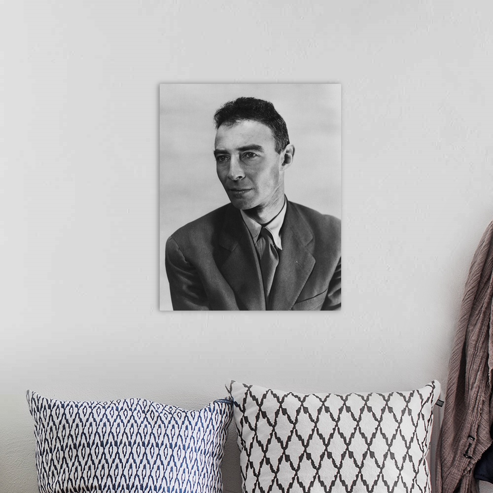 A bohemian room featuring Robert Oppenheimer, atomic physicist and head of the Manhattan project's secret weapons laborator...
