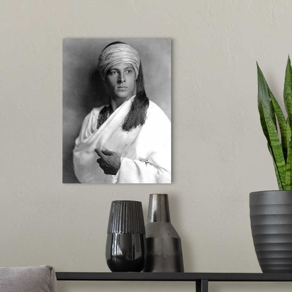 A modern room featuring Rudolph Valentino, The Sheik