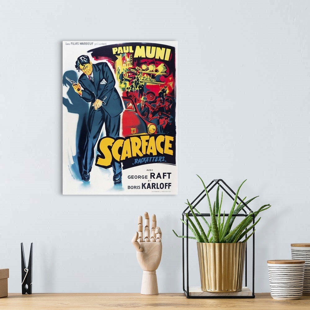 A bohemian room featuring Scarface - Vintage Movie Poster (French)