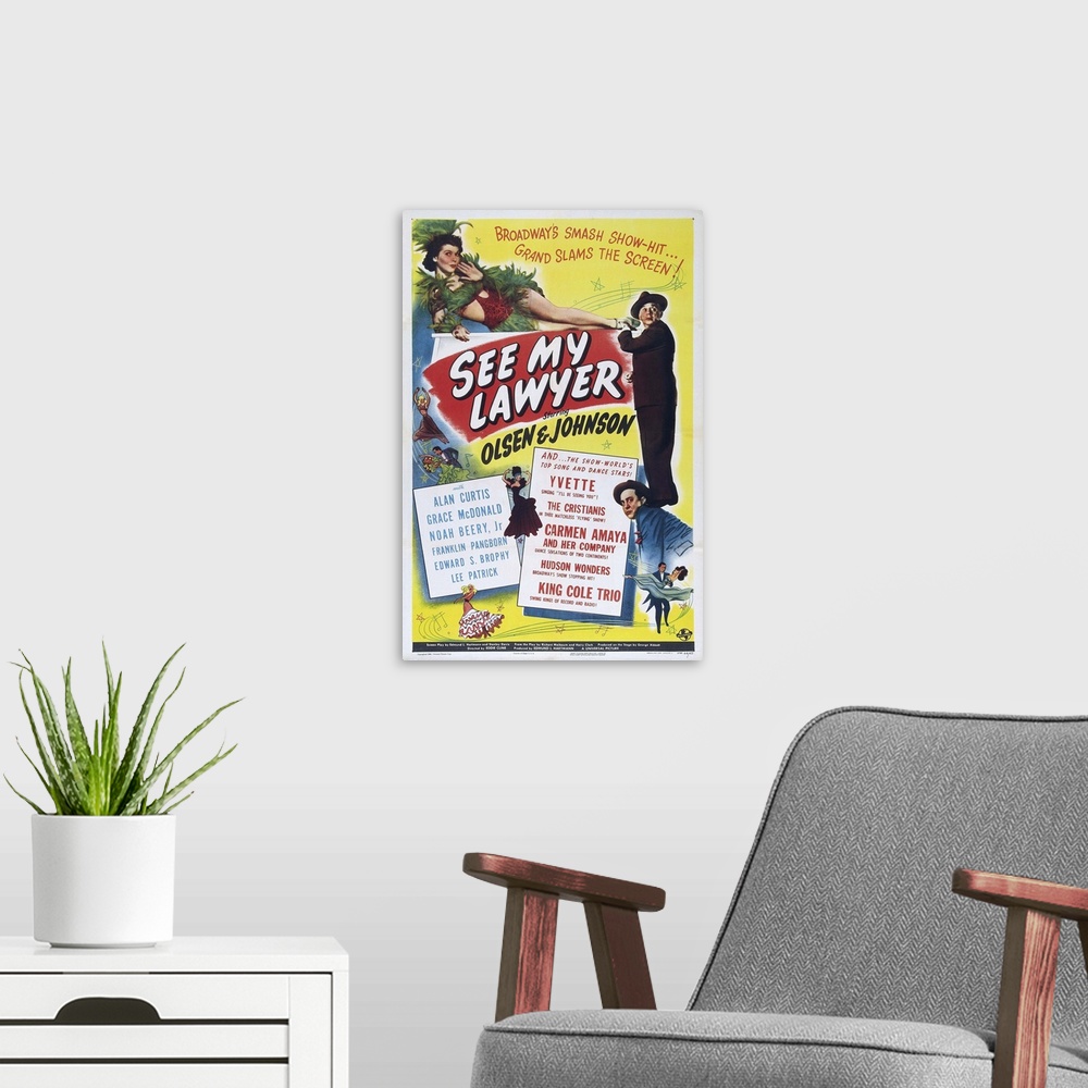 A modern room featuring See My Lawyer - Vintage Movie Poster