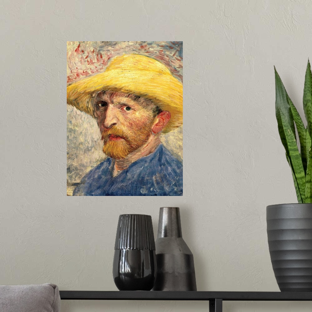 A modern room featuring Self-portrait with a Straw Hat
