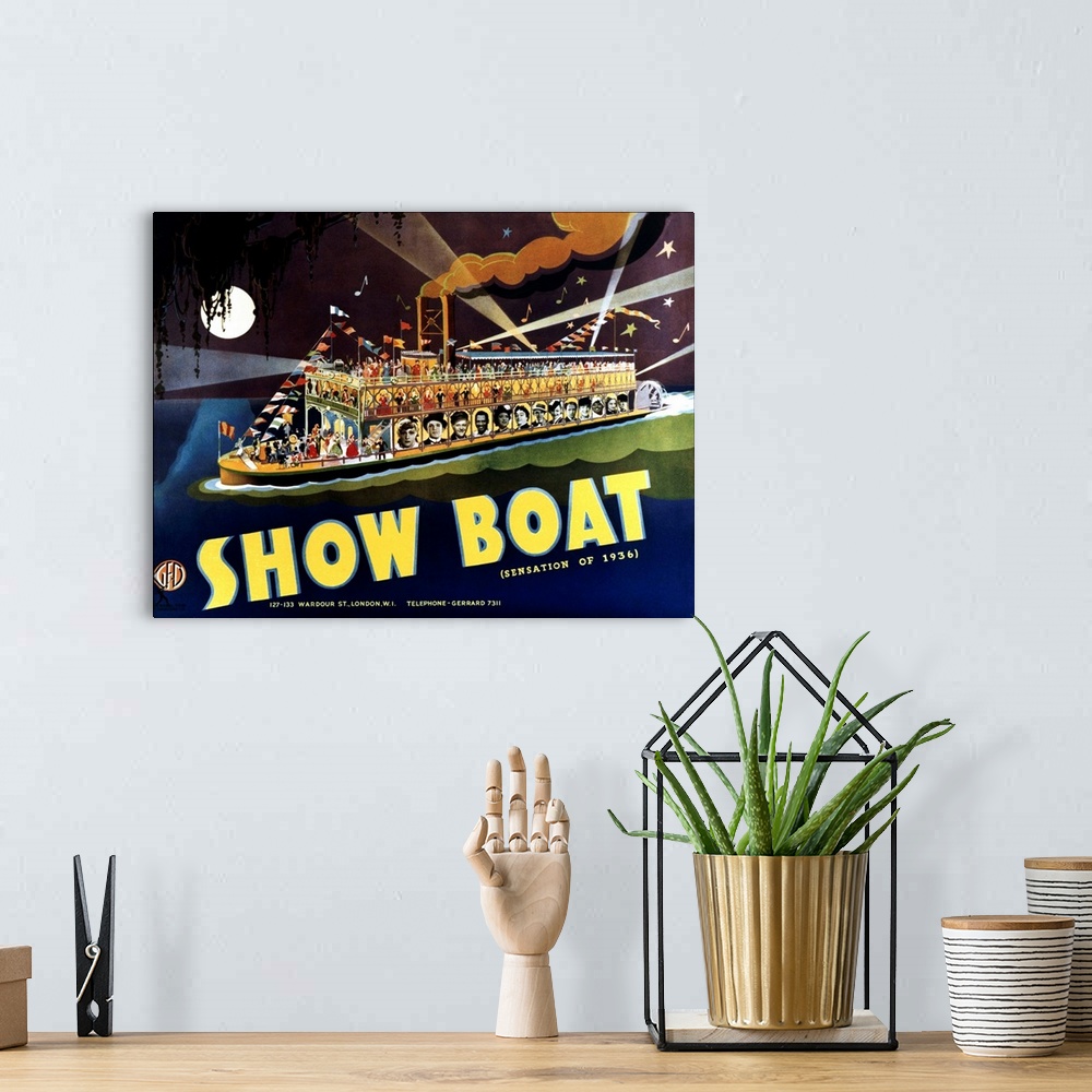 A bohemian room featuring Show Boat - Vintage Movie Poster