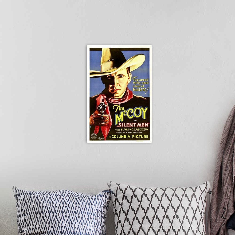 A bohemian room featuring Silent Men - Vintage Movie Poster