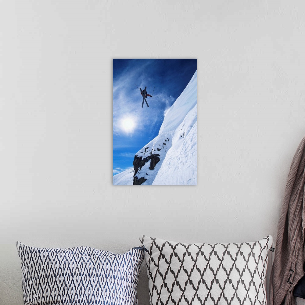 A bohemian room featuring Skier Jumping From Mountain Ledge