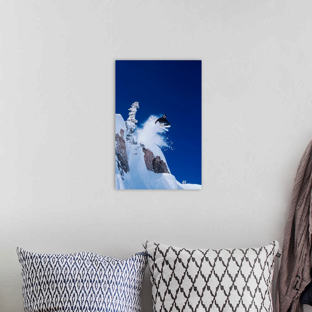 A bohemian room featuring Skier Jumping From Mountain Ledge