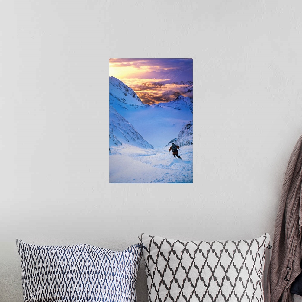 A bohemian room featuring Skier On Mountain Slope